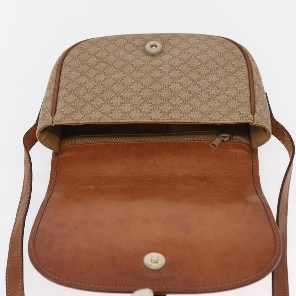 Authentic CELINE Macadam Canvas Shoulder Bag PVC Beige Gold - Picture 15 of 16